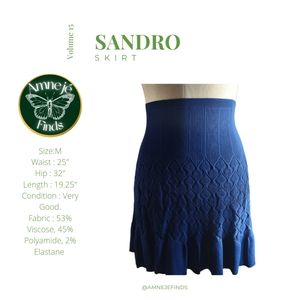 Sandro Blue Embroidered Accent Mini Skirt M